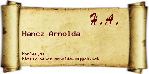 Hancz Arnolda névjegykártya